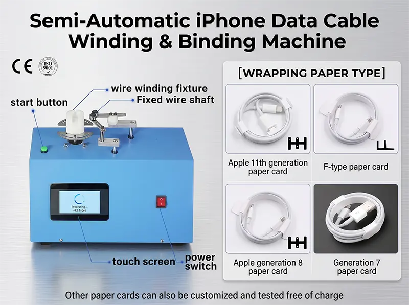WPM-K287: Halbautomatische iPhone-Datenkabel-Wickel- und Bindemaschine
