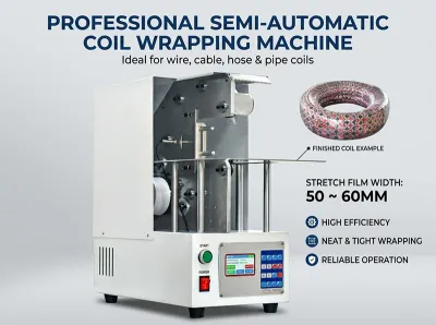 Halbautomatische Kabelwickel-Verpackungsmaschine für Drähte und Schläuche WPM-120X - Kabelwickel- und Bindemaschine