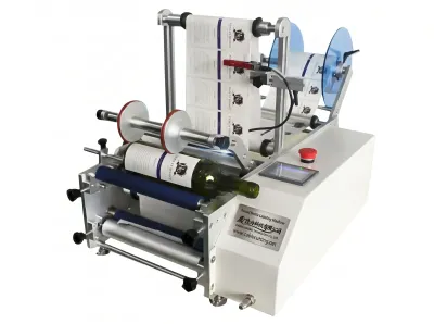 Halbautomatische Rundflaschen-Etikettiermaschine für zylindrische Behälter WPM-7160 - Kabelbeschriftungsmaschine