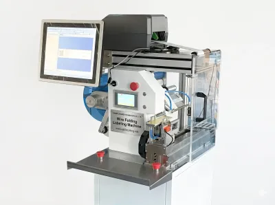 Halbautomatische Drahtfalt- und Etikettiermaschine JW-T107 - Bandagemaschine / Umwickelmaschine