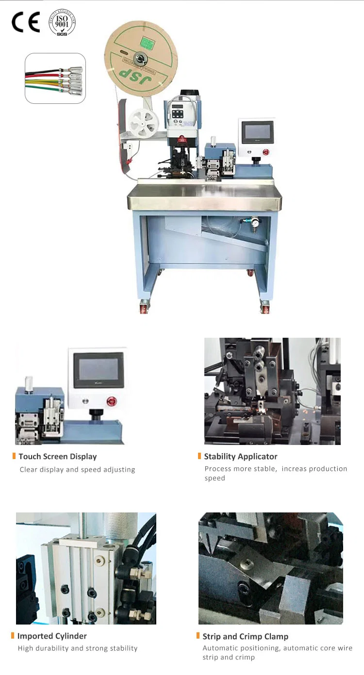  Abisolier-Crimpanschluss, Crimpanschlussmaschine, Kabelabisolier- und Crimpausrüstung, mehradrige Kabelabisolier-Crimpmaschine, Kabelinnendrähte Abisolier-Crimpmaschine, Innendrähte Abisolier-Crimpmaschine